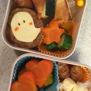 おばけチーズハンバーグ♪ハロウィンお弁当に